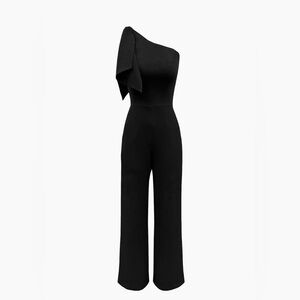 Dress The Population Tiffany Asymmetric Crepe Wide-Leg Jumpsuit NEW WITH TAGS